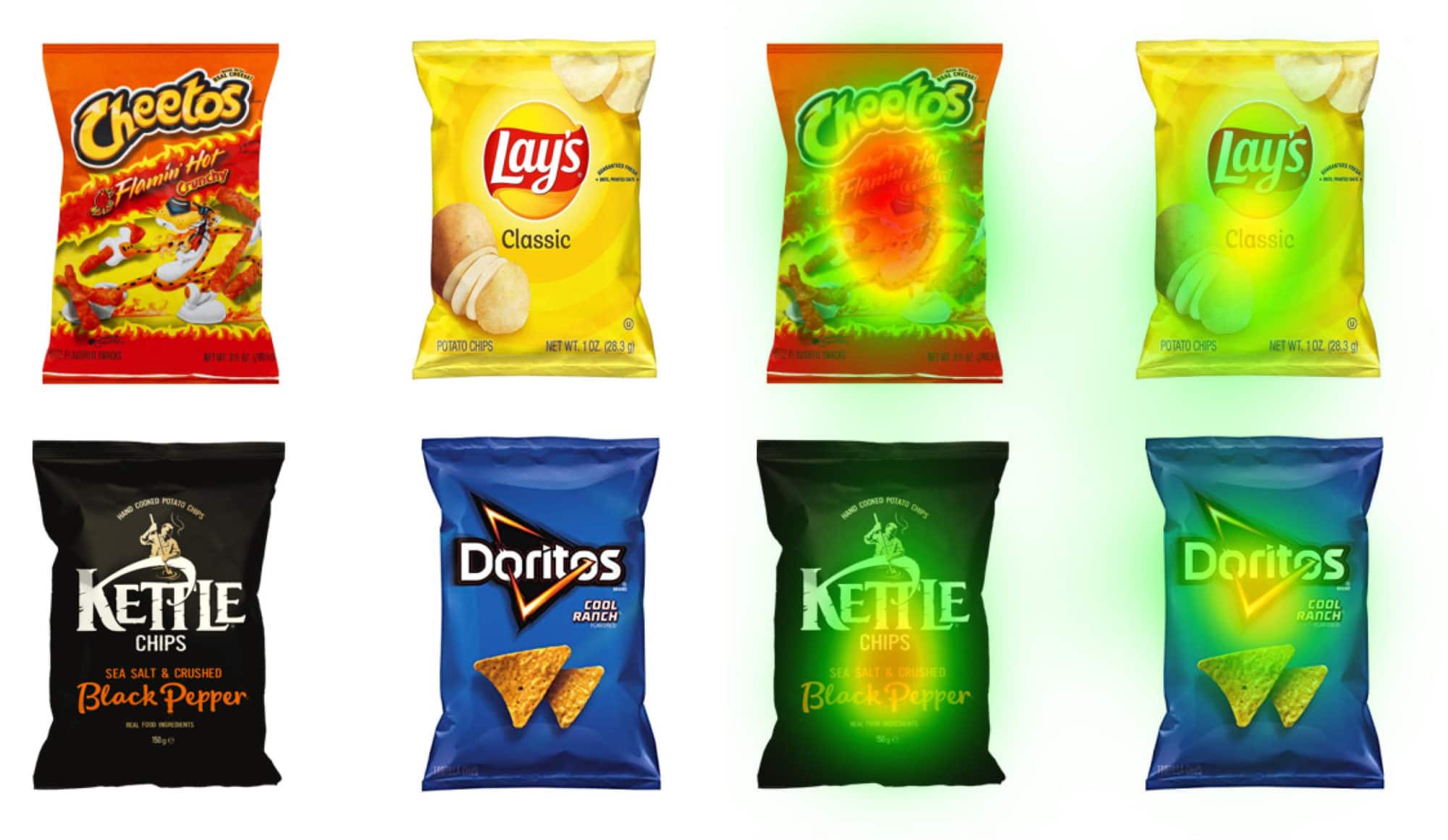 Chips packaging with the NeuroVision heatmaps over them.