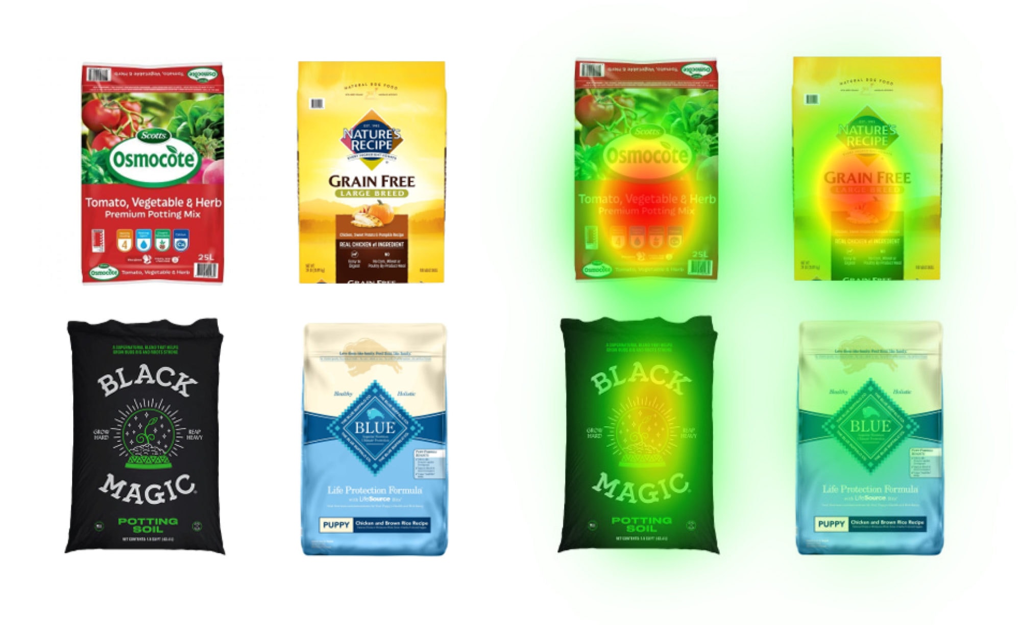 Potting mixes with the NeuroVision heatmap over them.