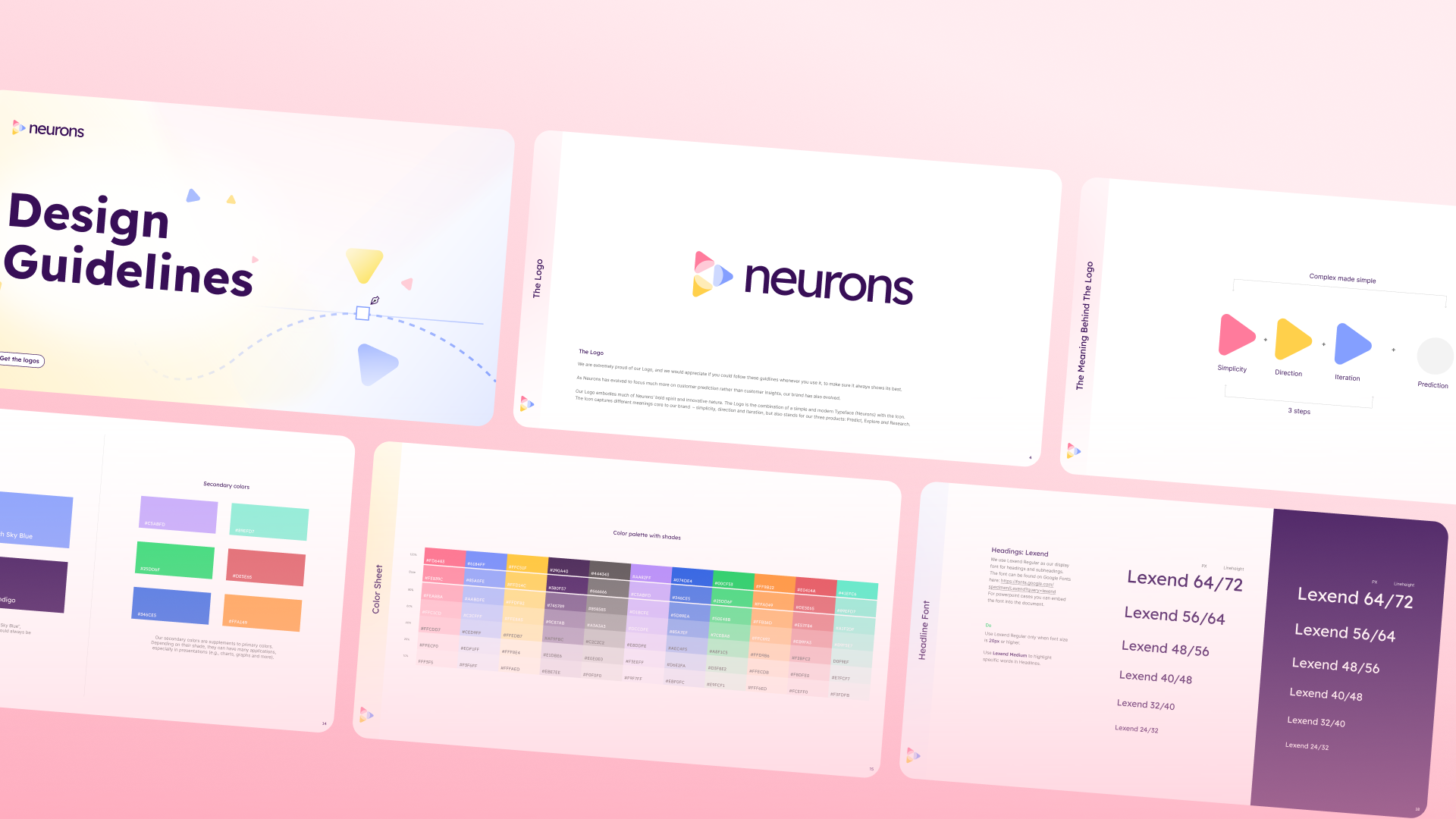 Neurons' brand guidelines show colors, fonts, logo, and other brand assets that all contribute to the overall brand image.