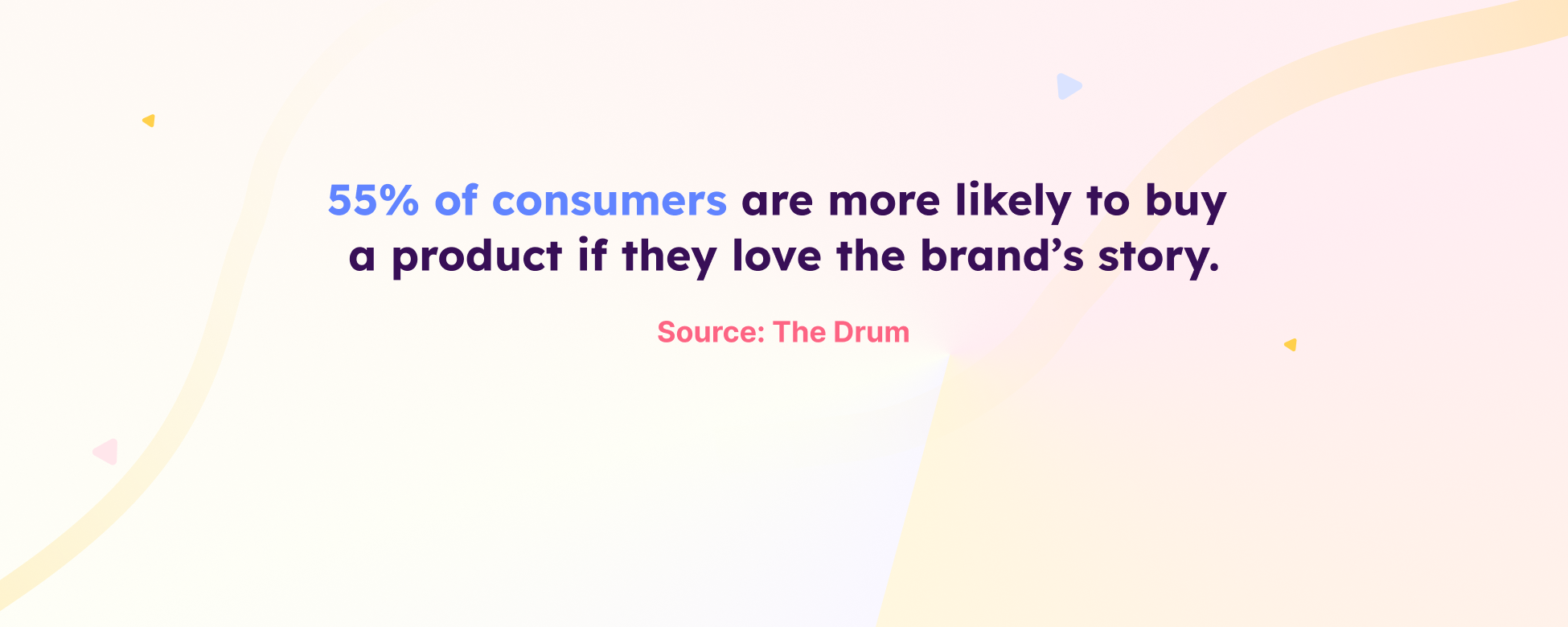 55% of consumers are more likely to buy a product if they love the brand story. Stories cannot be underestimated when it comes to brand building.